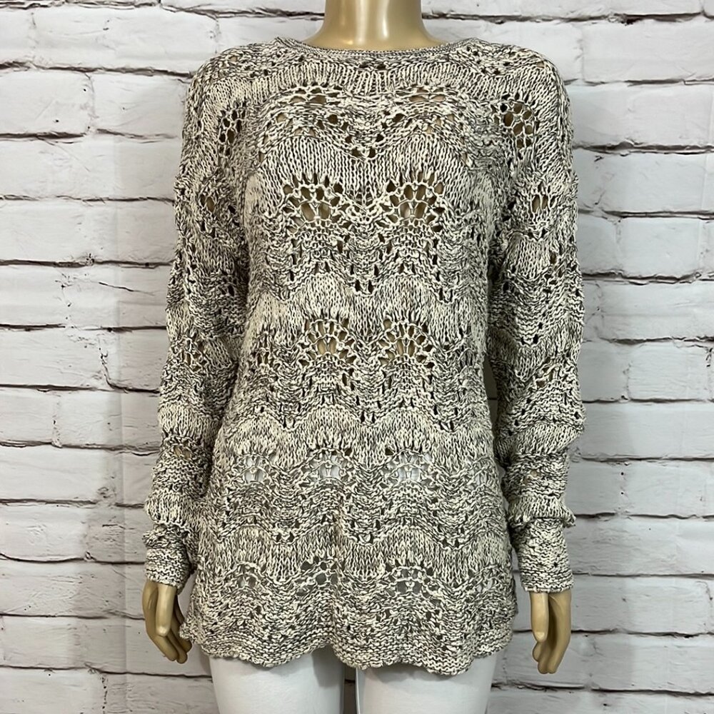 NWT Parkhurst Sweater Women’s Alabaster Combo Open Knit Long Sleeve